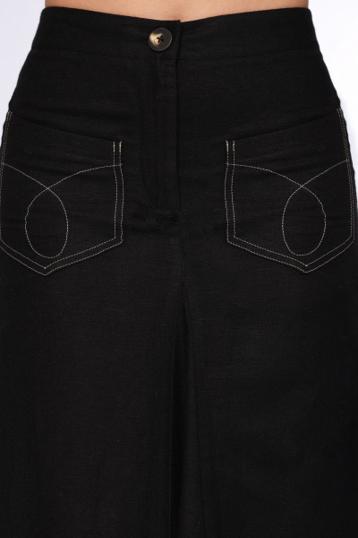 Легкая юбка из льна и вискозы с фигурным клином Полинушка 208мв черный - фото 5