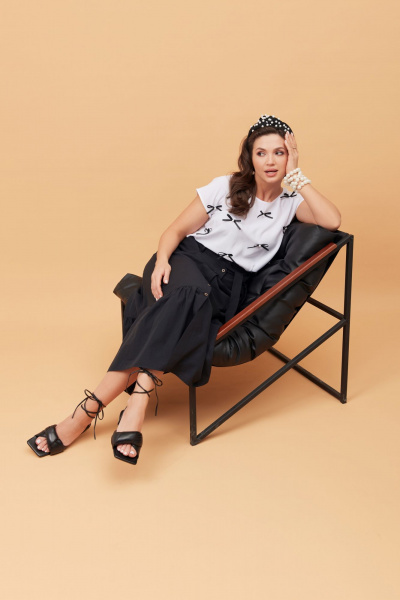 Блуза, юбка Andina city 9039 черный-белый - фото 3