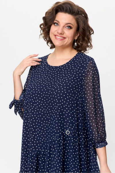 Нарядное шифоновое платье с воланами и стразами Michel chic 2164 синий - фото 7