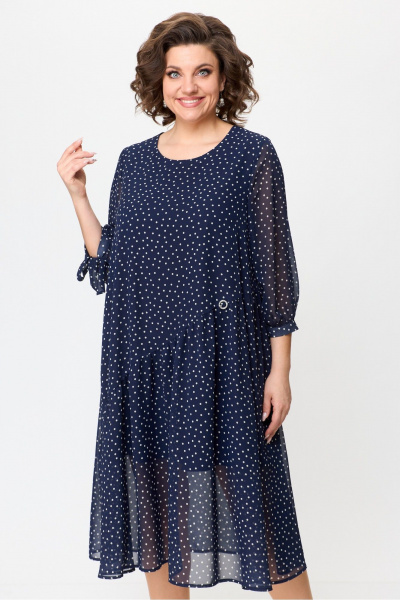 Нарядное шифоновое платье с воланами и стразами Michel chic 2164 синий - фото 6