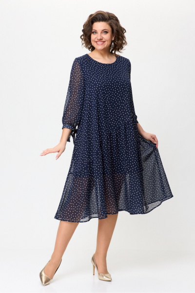 Нарядное шифоновое платье с воланами и стразами Michel chic 2164 синий - фото 3