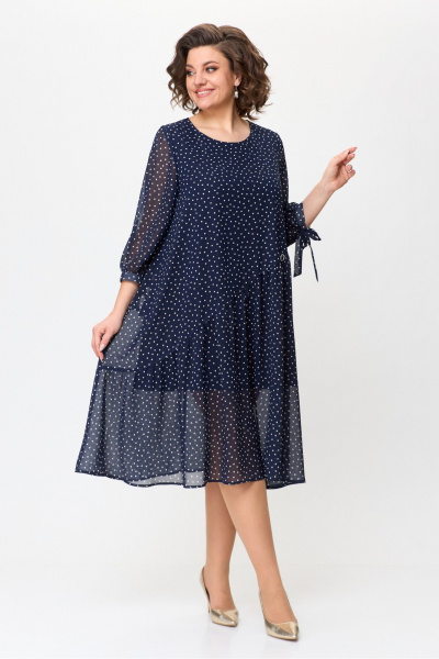 Нарядное шифоновое платье с воланами и стразами Michel chic 2164 синий - фото 1