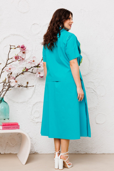 Летний костюм из хлопка с юбкой и блузкой на каждый день Danaida 2222 тиффани - фото 6