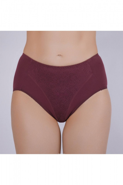 Трусы из хлопкового трикотажа с кружевной передней деталью Verally 1084-1 бургунд - фото 1