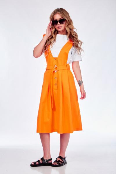 Летний джинсовый сарафан с широкими бретелями и карманами Takka Plus 24-223 - фото 4