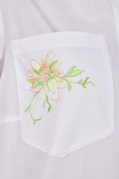 Белая хлопковая рубашка с нагрудными вытачками и вышивкой Takka Plus 24-225 - фото 10