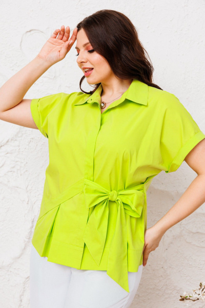 Летний костюм из хлопковой ткани: прямая блуза и свободные брюки Danaida 2221 яблоко - фото 12