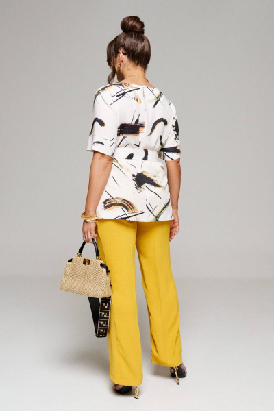 Блуза, брюки Beautiful&Free 6144 абстракция+горчица - фото 7