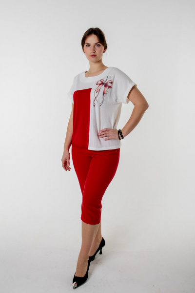 Летний комплект из блузы и брюк с принтом и резинкой Needle 543 - фото 3