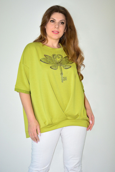 Стильная летняя блуза из эластичной вискозы с трафаретной печатью Needle 545 - фото 1