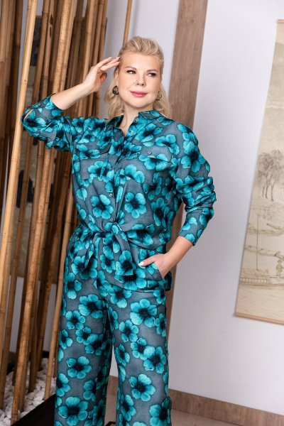 Бирюзовая туника с длинным рукавом и накладными карманами ASV 2674 серо-бирюзовый - фото 5