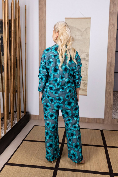 Бирюзовая туника с длинным рукавом и накладными карманами ASV 2674 серо-бирюзовый - фото 4