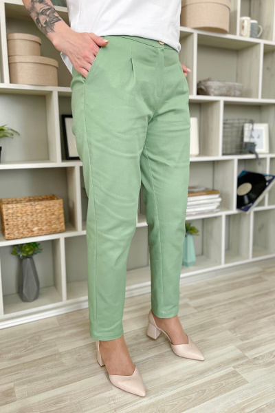 Джинсовые женские брюки полуприлегающего силуэта Rumoda 2071 зеленый - фото 3