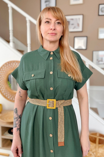 Платье из текстиля полуприлегающего силуэта Rumoda 2208 темно-зеленый - фото 7