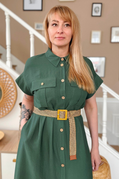 Платье из текстиля полуприлегающего силуэта Rumoda 2208 темно-зеленый - фото 6