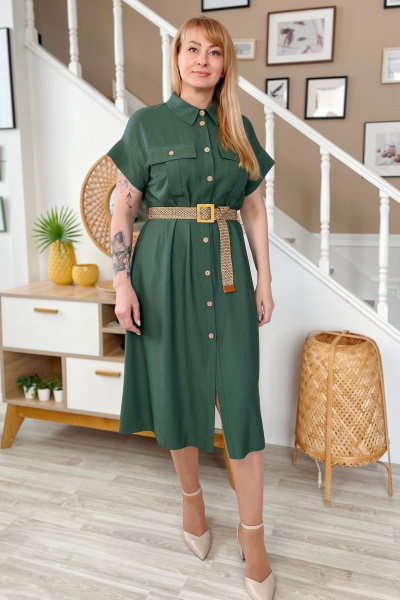Платье из текстиля полуприлегающего силуэта Rumoda 2208 темно-зеленый - фото 4