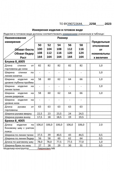 Костюм 2-ка блуза свободного кроя и прямые брюки Deesses 2258 - фото 5