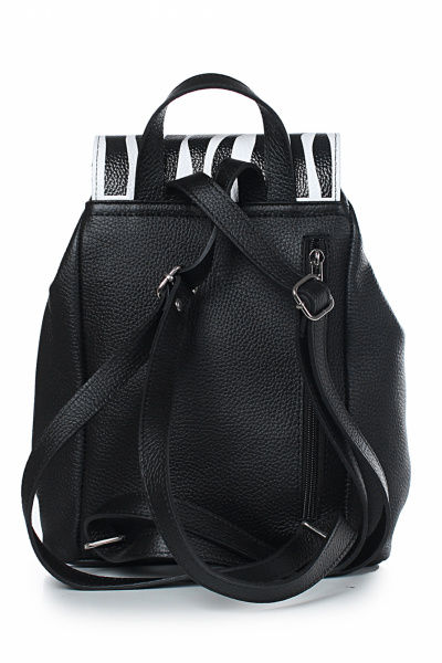 Черный кожаный рюкзак с клапаном и застежкой Galanteya 19423.23с1170к45 черный/белый - фото 3