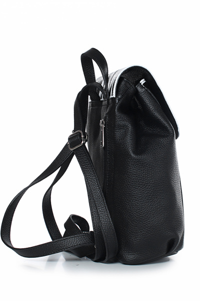 Черный кожаный рюкзак с клапаном и застежкой Galanteya 19423.23с1170к45 черный/белый - фото 4