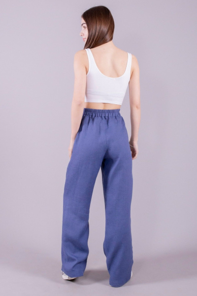 Брюки леновые классические на лето 8 Марта 16405-4С5048Д40-170 синий - фото 4