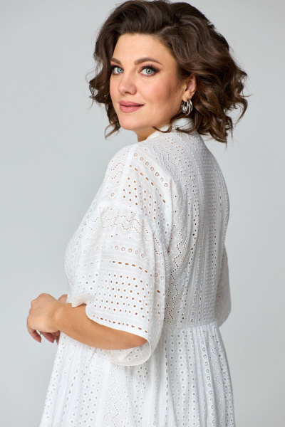 Макси платье из ришелье с ярусной юбкой ANASTASIA MAK 1184 молочный - фото 11