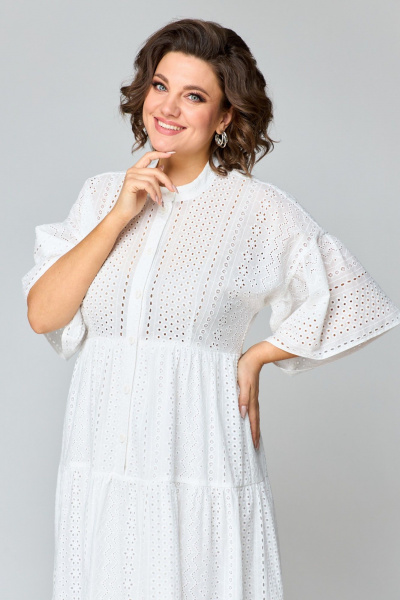 Макси платье из ришелье с ярусной юбкой ANASTASIA MAK 1184 молочный - фото 8