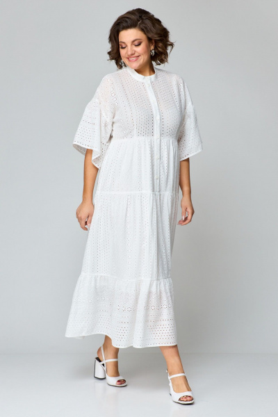 Макси платье из ришелье с ярусной юбкой ANASTASIA MAK 1184 молочный - фото 3