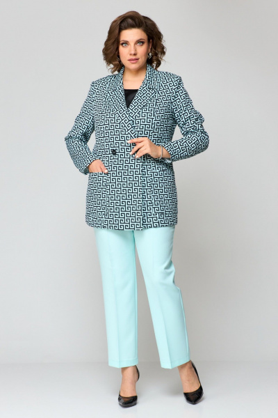 Брюки, жакет ANASTASIA MAK 1181 мята+черный - фото 2