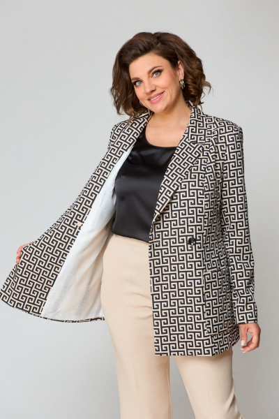 Брюки, жакет ANASTASIA MAK 1181 бежевый+черный - фото 9