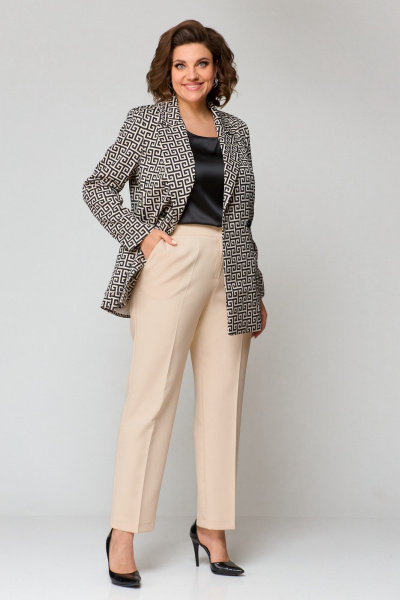 Брюки, жакет ANASTASIA MAK 1181 бежевый+черный - фото 3