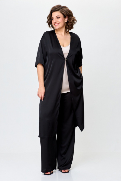 Платье-футляр из французского трикотажа с украшением Avenue 0326 черный - фото 1