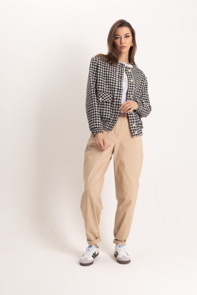 Бежевый бомбер и брюки-бананы в гусиную лапку EZER 2047 - фото 2