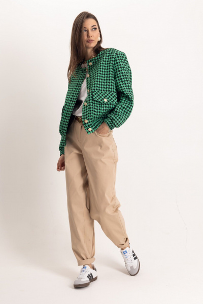 Бежевый и зеленый комплект из бомбера и брюк-бананов EZER 2048 - фото 6