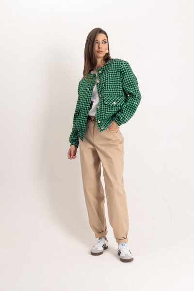 Бежевый и зеленый комплект из бомбера и брюк-бананов EZER 2048 - фото 4