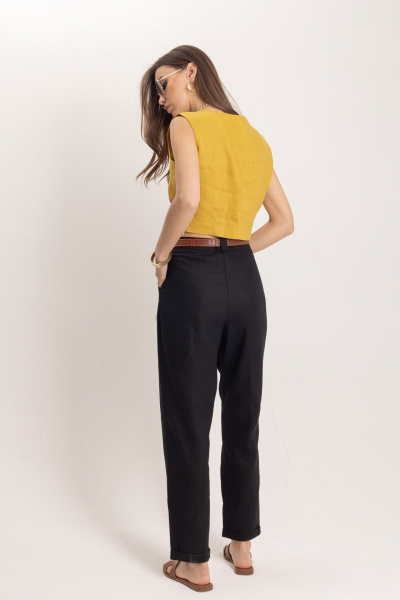 Льняной комплект топ и брюки зауженные к низу в стиле Old Money EZER 2052 - фото 9