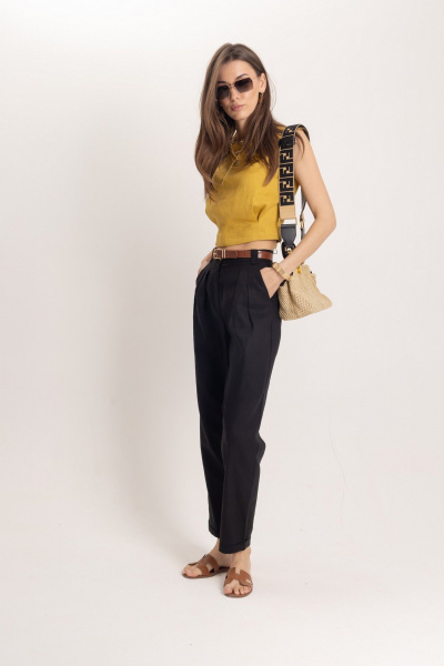 Льняной комплект топ и брюки зауженные к низу в стиле Old Money EZER 2052 - фото 8