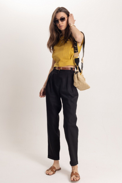 Льняной комплект топ и брюки зауженные к низу в стиле Old Money EZER 2052 - фото 7
