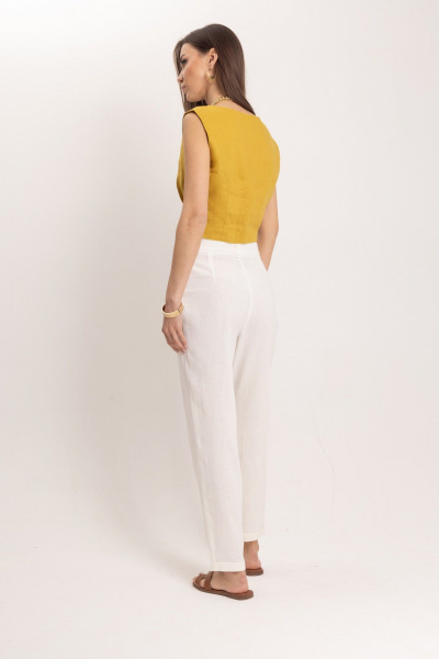 Льняной комплект топ и брюки в стиле Old Money EZER 2053 - фото 9