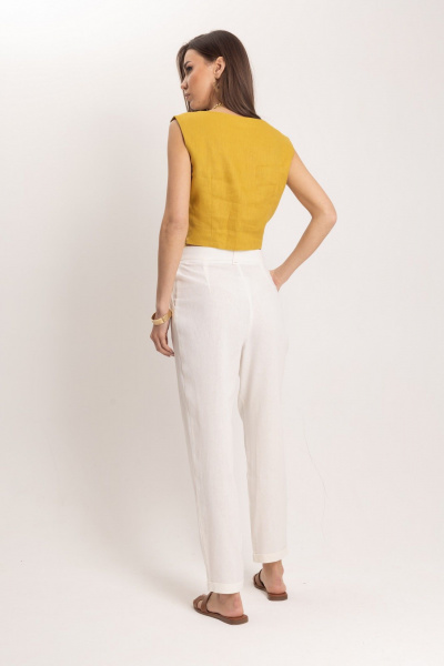 Льняной комплект топ и брюки в стиле Old Money EZER 2053 - фото 6