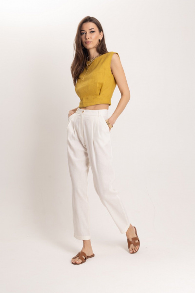 Льняной комплект топ и брюки в стиле Old Money EZER 2053 - фото 4