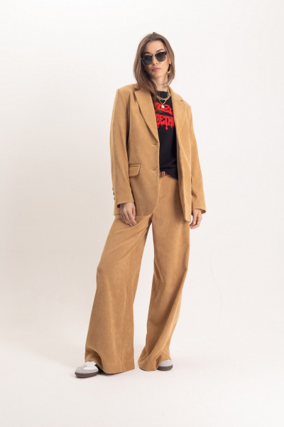 Винтажный вельветовый костюм жакет и брюки прямого кроя EZER 2058 - фото 3