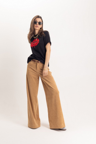 Бежевые вельветовые брюки прямого кроя с карманами EZER 1101 - фото 9