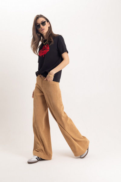 Бежевые вельветовые брюки прямого кроя с карманами EZER 1101 - фото 8