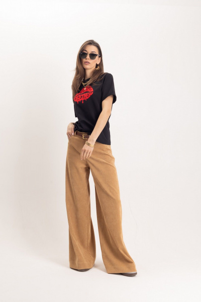 Бежевые вельветовые брюки прямого кроя с карманами EZER 1101 - фото 7