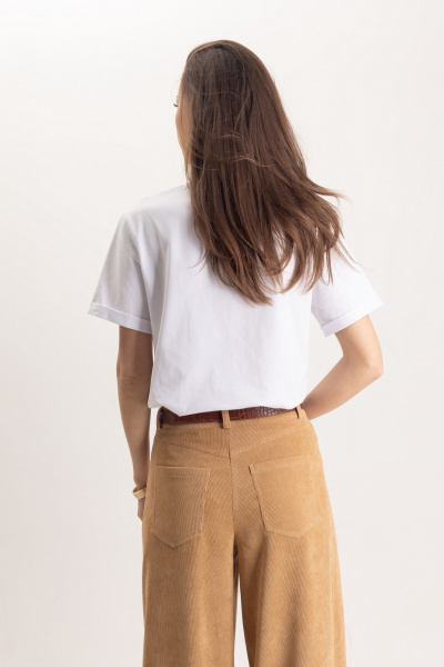 Бежевые вельветовые брюки прямого кроя с карманами EZER 1101 - фото 6