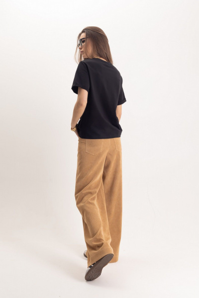 Бежевые вельветовые брюки прямого кроя с карманами EZER 1101 - фото 5