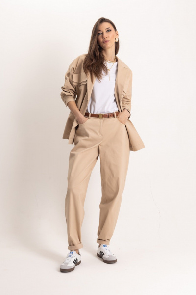 Стильные джинсовые брюки-слоучи с высокой посадкой EZER 1102 - фото 9