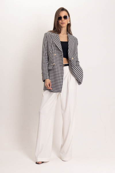 Бежевые брюки-палаццо с высоким поясом и скрытой застежкой EZER 1104 - фото 1