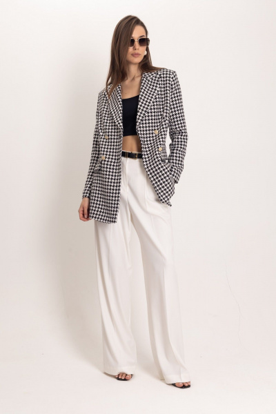 Бежевые брюки-палаццо с высоким поясом и скрытой застежкой EZER 1104 - фото 5