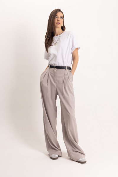 Серые брюки-карандаш со стрелками и высокой посадкой EZER 1105 - фото 10